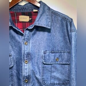 C.E. Schmidt Men’s Work shirt Chambray Flannel Lined Long Sleeve Large